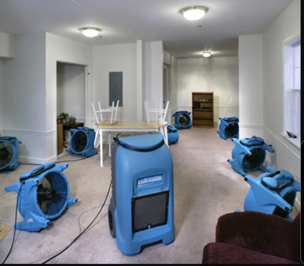 Air movers and dehumidifier setup for Water Extraction & Removal in Gleneagle